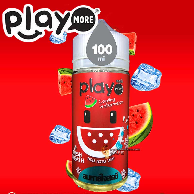 play-more-เพล-แตงโม-น้ำยาบุหรี่ไฟฟ้า-100ml Play more Watermelon เพลย์แตงโม 100 ml